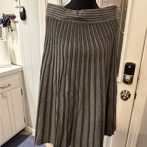Max Studio Gray and Black Striped A-Line Skirt